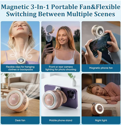 Mini Ventilador Portátil Magnético 3 en 1